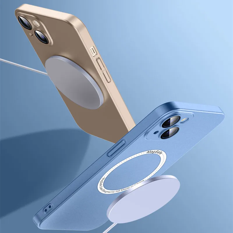 Matte Anti-fingerprint Magsafing Magnetic Wireless Charging Case for iPhone 13 Pro Max 12 Metal Camera Len Glass Protector Cover