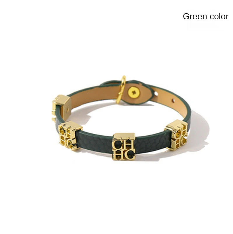 

2021 New Trend Fashion Letter PU Leather Golden Name Bracelets Stainless Steel Bracelet Bangle Women Charm Jewelry