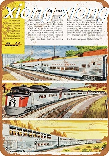 

Металлический знак 1956 Budd New havin PRR и Santa Fe Cars-винтажный вид
