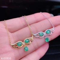 kjjeaxcmy boutique jewelry 925 sterling silver inlaid natural emerald pendant female necklace supports detection popular