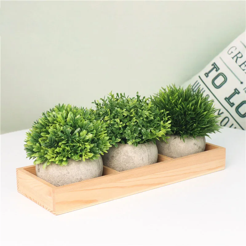 

2021 New 3 Pack Artificial Mini Potted Plants Small Fake Green Grass Shrubs With Gray Pot For House Decor Desk Decorations