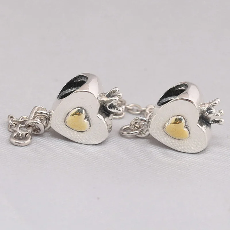 

100% 925 Sterling Silver New Princess Heart Safety Chain Fit Pandora Women Bracelet & Necklace Diy Jewelry