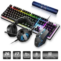4pcsset 104 keys mechanical gaming keyboard usb rgb backlit wired keyboards mouse headset kit for notebook computer peripherals