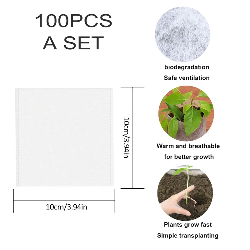 100 шт. нетканые ткани рост рассады сумки органические разложению разведение