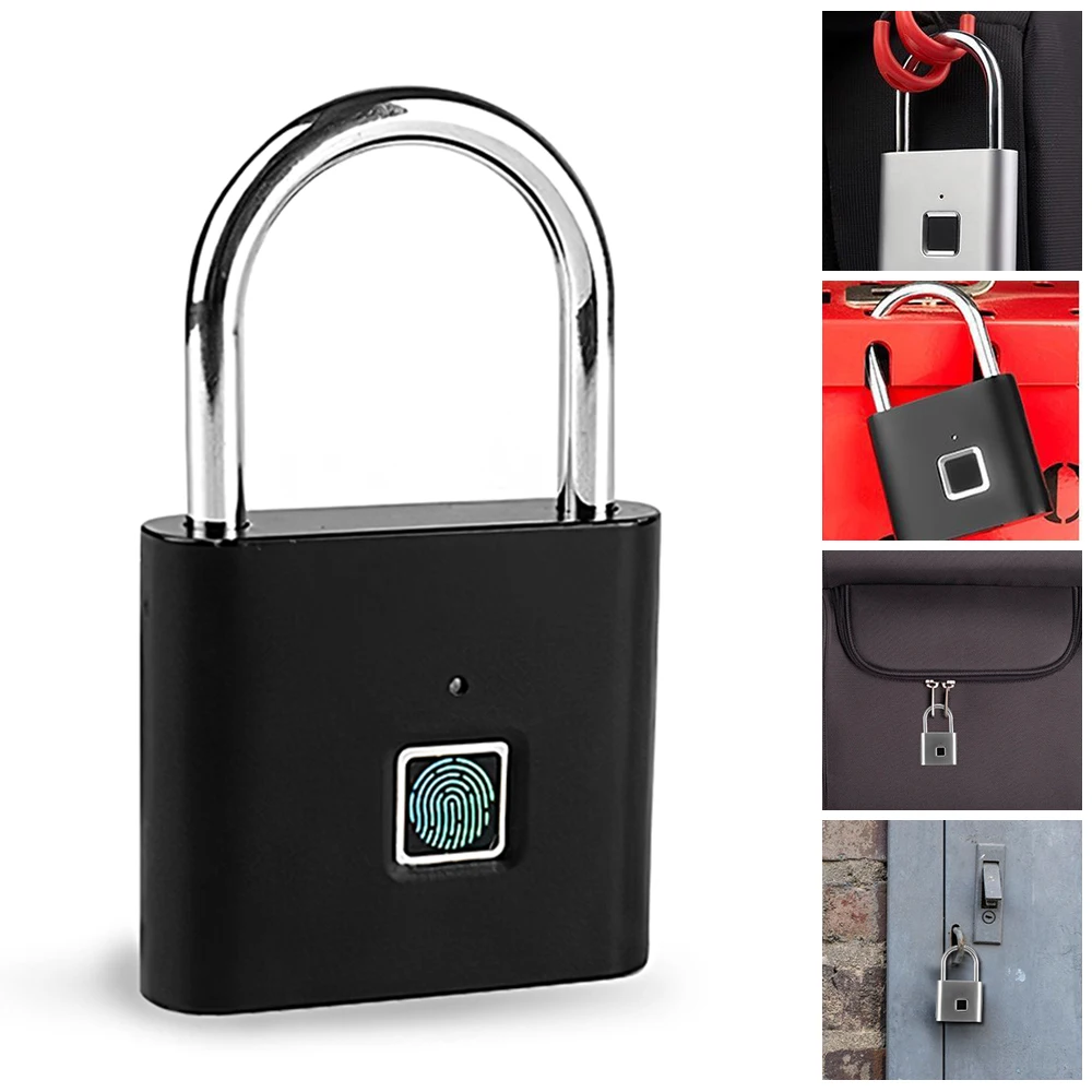 

Fingerprint Lock Smart Door Lock Padlock Quickly Unlock Portable Fingerprint Padlock Keyless USB Charging Smart Lock