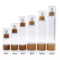 50pcs 20ml bamboo airless mist spray bottle lotions serum pump dispenser travel storage container bamboo cosmetics bottles