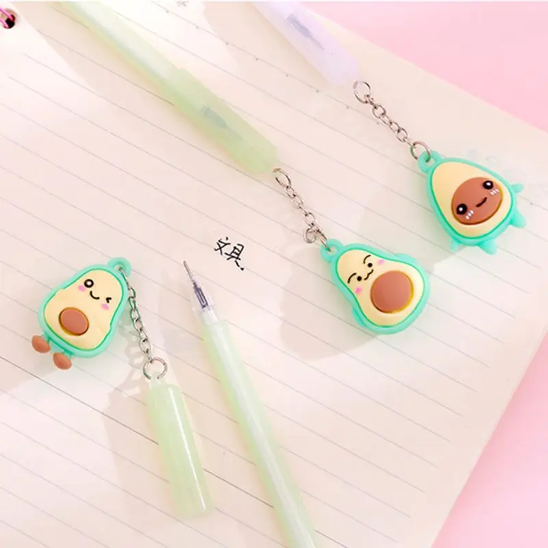 

4pcs Creative Avocado Pendant Funny Expression Gel Pen Ink Pens Stationery Gift