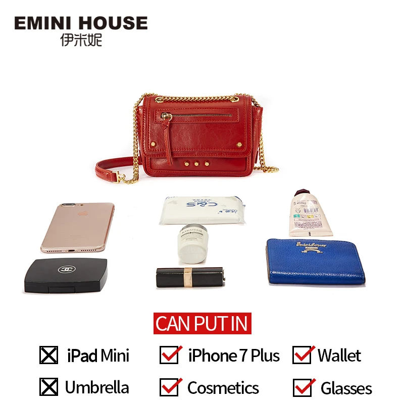 EMINI HOUSE масло воск Кожаная Мотоциклетная сумка спилок на цепочке сумки через