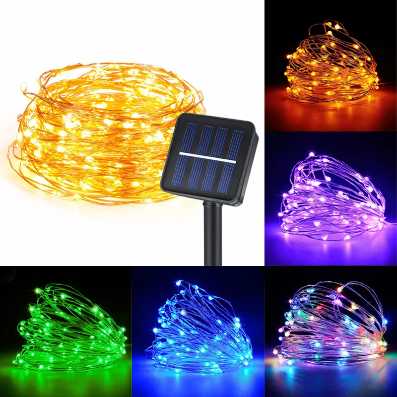 Простая установка на солнечных батареях медный провод светодиодный светильник 10