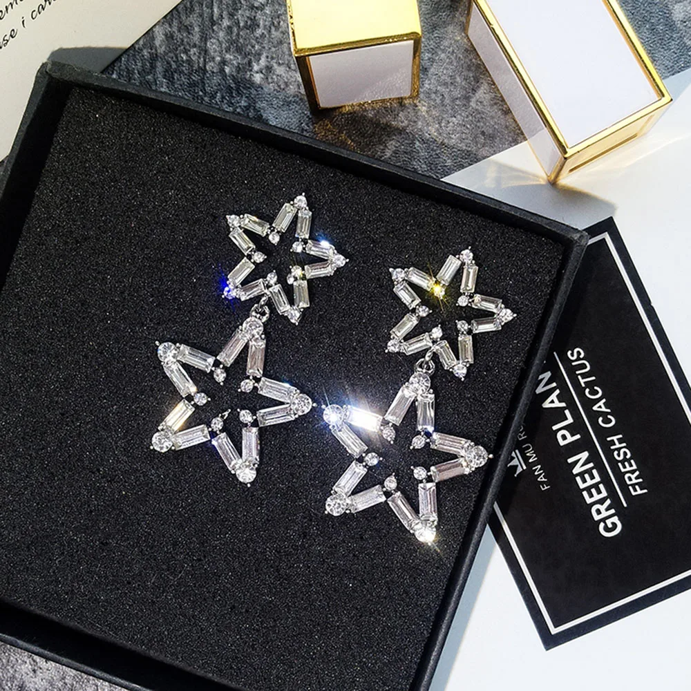 Trendy Big Star Drop Earrings For Women 2020 New Rhinestone Party Statement Lucky Jewelry Korean Style Accessories | Украшения и
