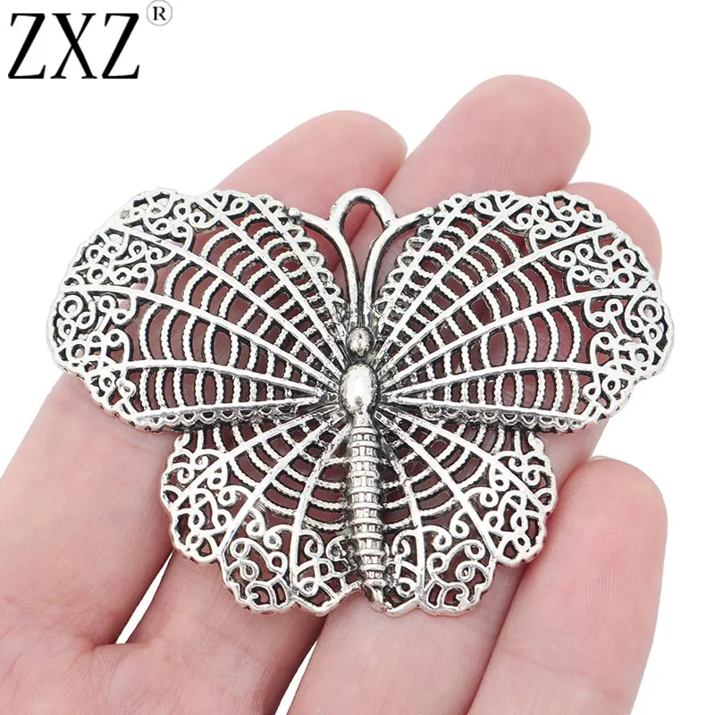 ZXZ 5 шт. подвески бабочки из тибетского серебра с большим филигранью для ожерелий