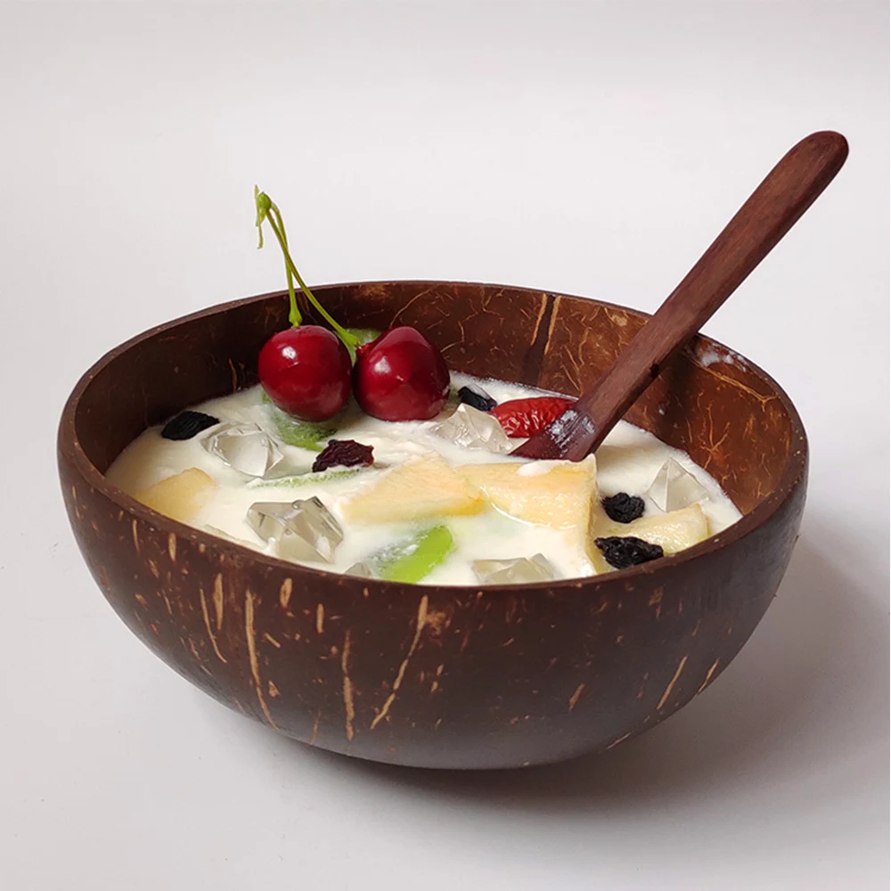 Creative Natural Coconut Bowl Eco Friendly Soup Salad Noodle Rice Wooden Fruit Bowls Handicraft Art Work Decoration | Дом и сад