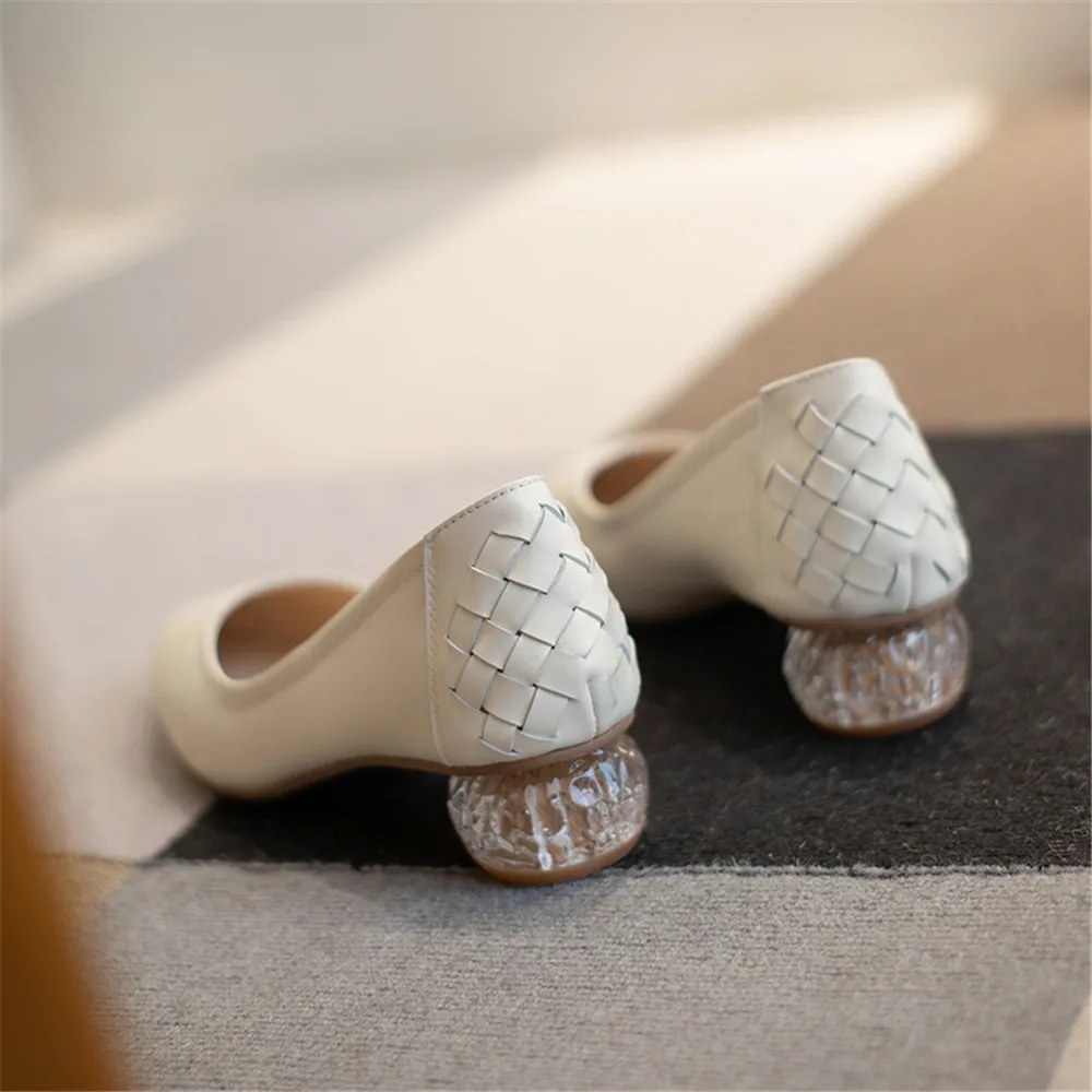 

MILI-MIYA Fashion Pointed Toe Full Genuine Leather Women Pumps Round Heels Slip On Dress Party Spring Autumn Shoes Size 34-39