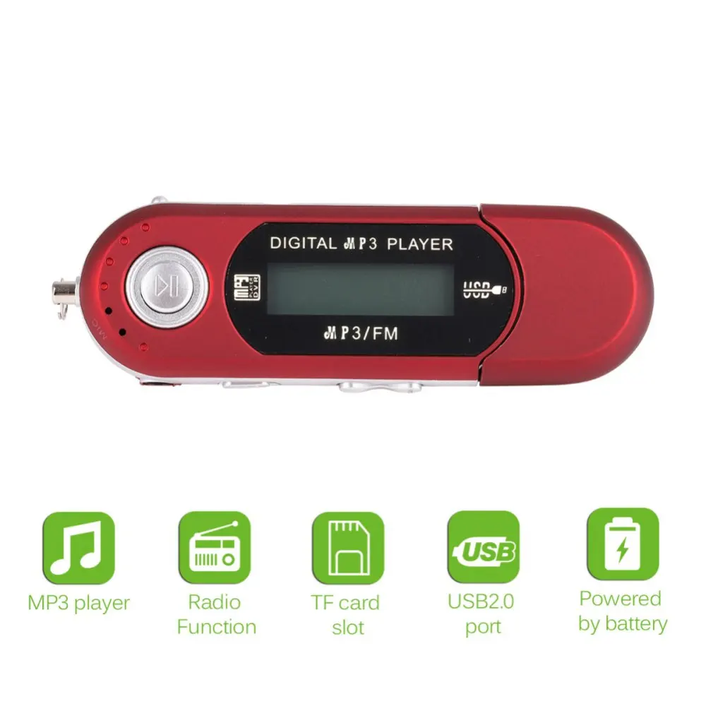 USB MP3-плеер 3 5 мм FM-радио аудио USB-флешка 1 дюйма цифровой ЖК-дисплей миниатюрный