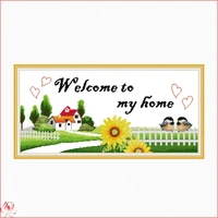 warm garden home flowers scenery pattern cross stitch kit 14ct 11ct printed canvas diy embroidery set needlework crafts
