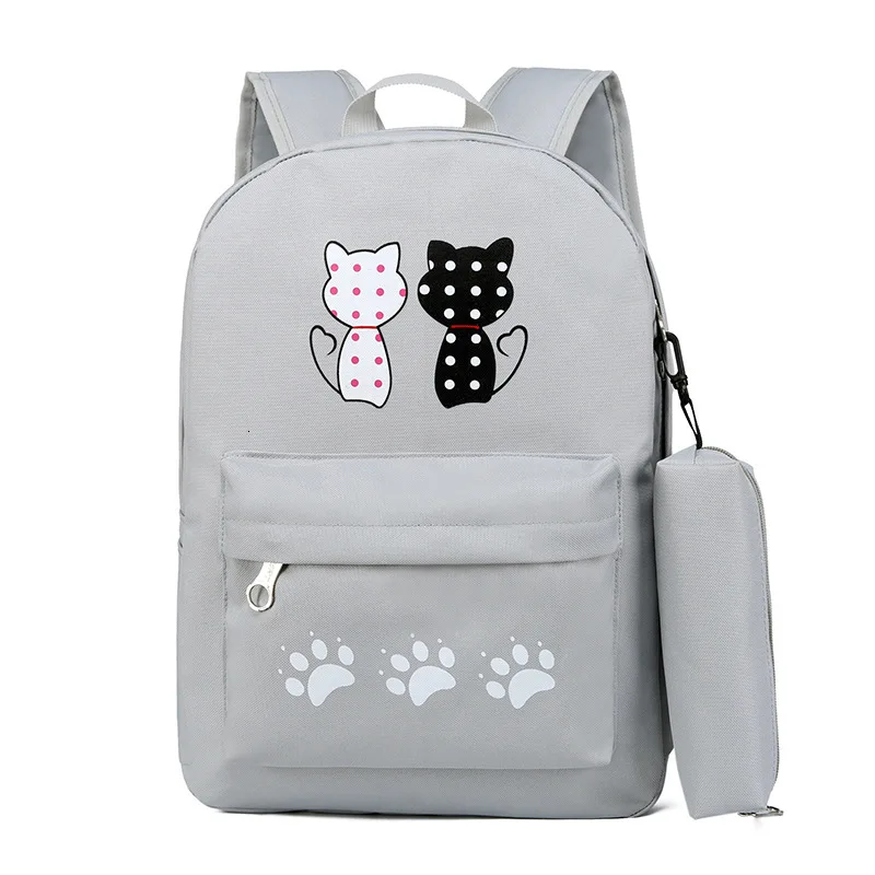 Backpack Children School Bags for Girls princess school waterproof Kids Cat Printing Backpacks set Schoolbag kids mochila