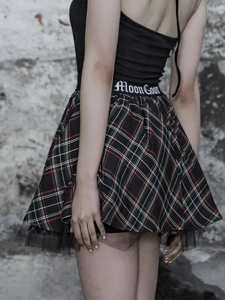 Женская клетчатая юбка в стиле панк PQ541 размер S L|Женские юбки| |