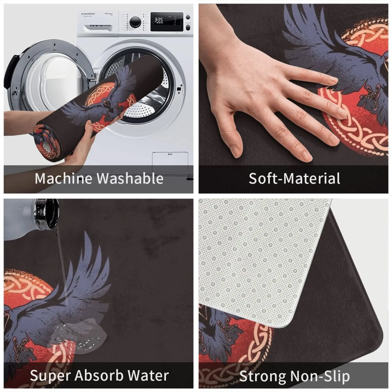 Темный ворон коврик для входной двери ванной ковер славы еды пищи приемо сприц