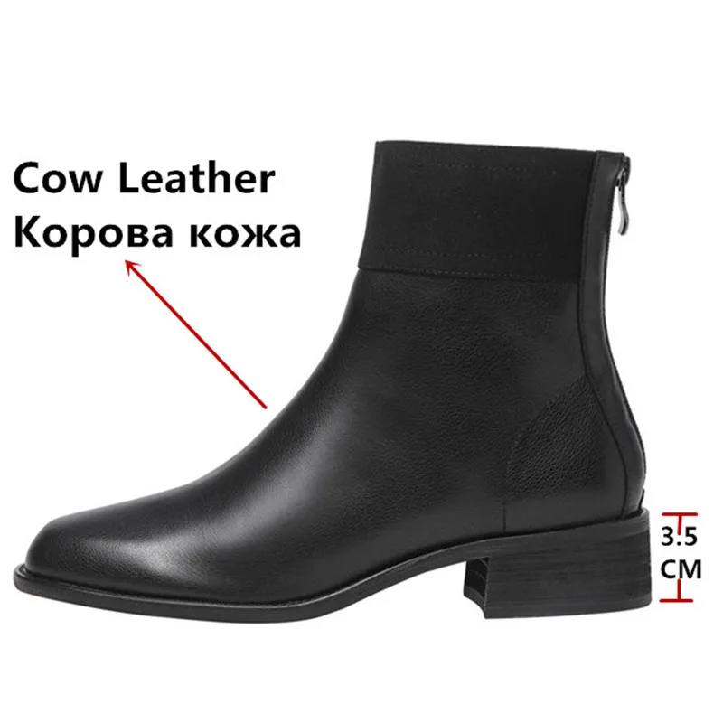 Женская обувь FEDONAS черная теплая офисная из натуральной кожи на высоком каблуке