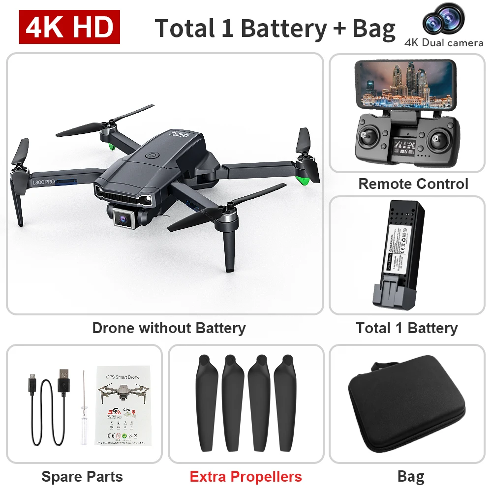 

2021 NEW L800 PRO Drones 4K HD Camera With WIFI GPS 5G Brushless Motor Profesional RC Helicopter Foldable Quadcopter Boys Toys