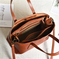 Original design handmade bag Genuine leather Multicompartment soft cowhide handbag Multicompartment commuter female shoulder bag