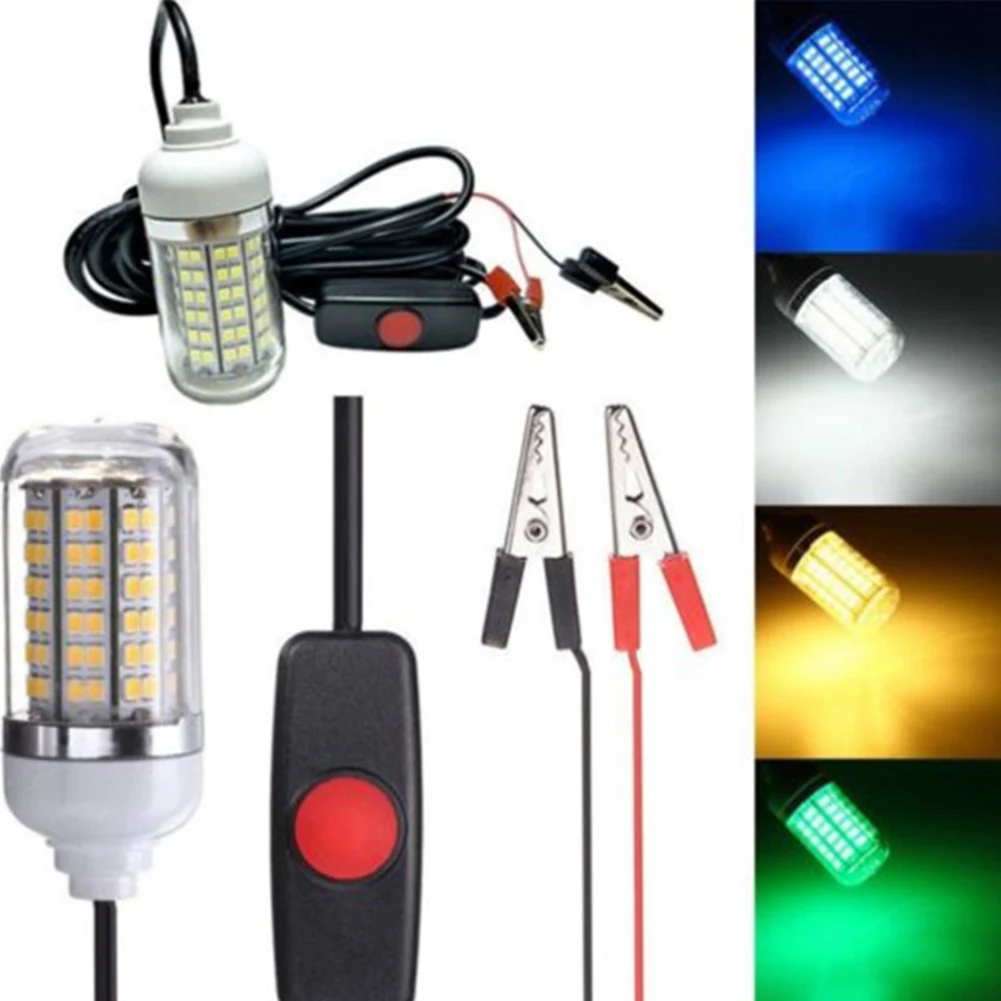 

12V LED Underwater Fishing Attraction Lamp Luminous Lure Bait Fish Trapping Indicator Glowing Light Night Fishing Tackle