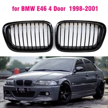 Gloss black Front Kidney Grille Slat Style Grill for For BMW E46 4 door 1998 1999 2000 2001 Car styling