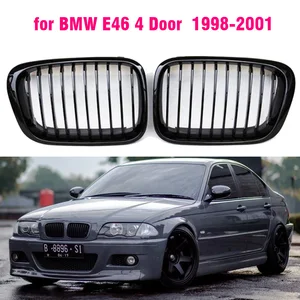 gloss black front kidney grille slat style grill for for bmw e46 4 door 1998 1999 2000 2001 car styling free global shipping