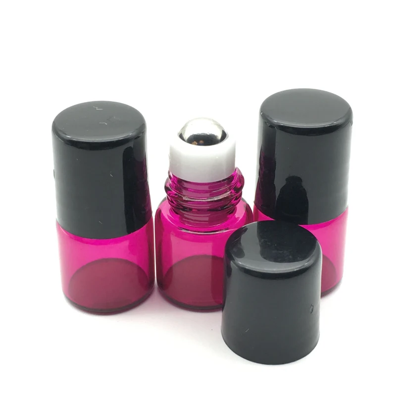 5pcs Empty 1ml Refillable Perfume Sample Rose-red Roll On Glass Bottle Roller Essential Oil Container | Красота и здоровье