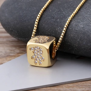 AIBEF Fashion Cute Little Boy Design Couple Pendants Crystal Copper Adjustable Necklace Women Anniversary Wedding Jewelry Gift