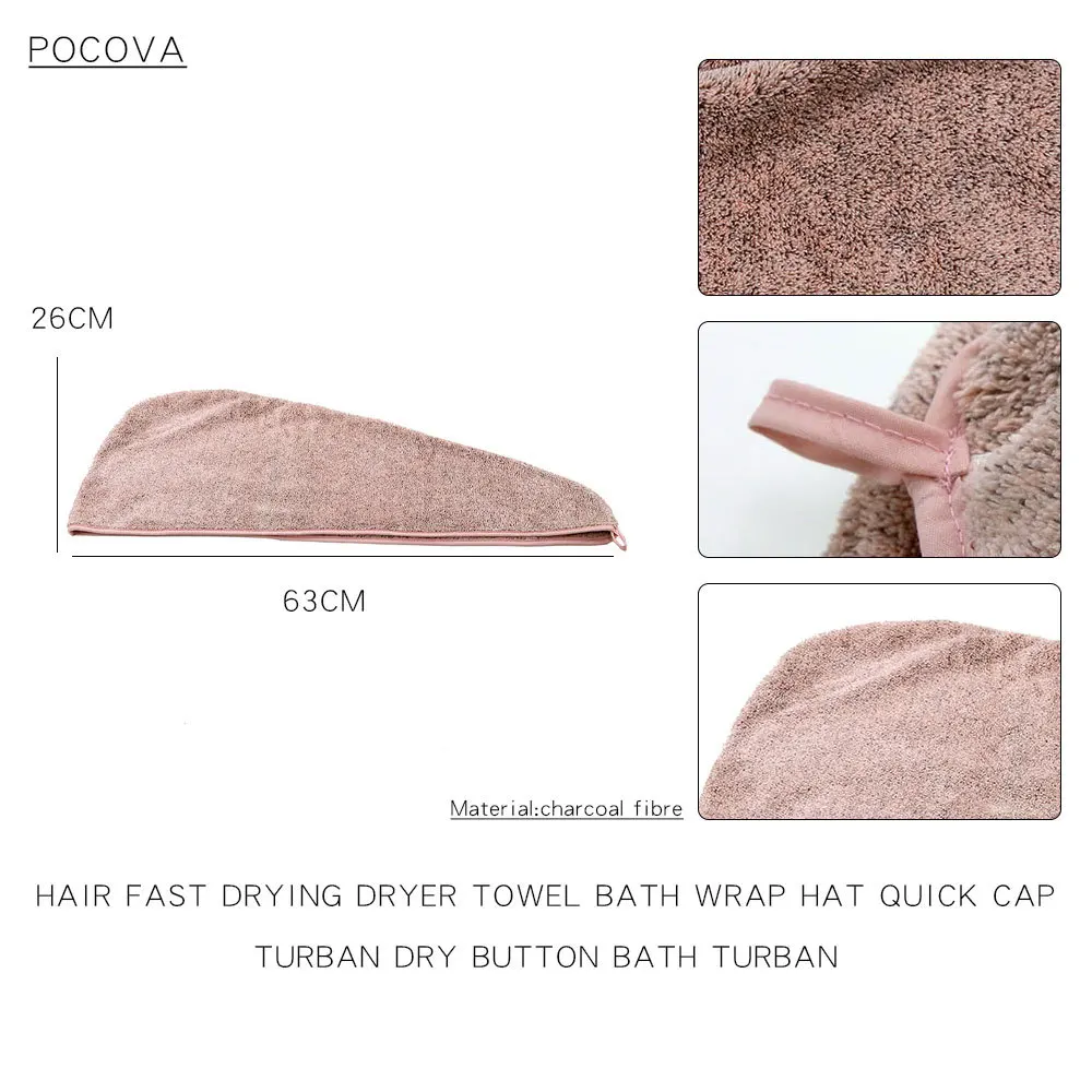 

Bath towel For home drying wrap Shower cap Terry bath microfiber bathroom turban for drying hair