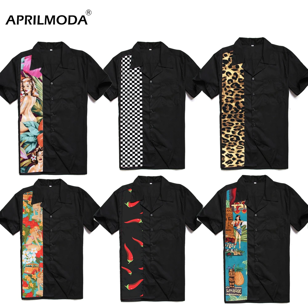 Мужская рубашка размера плюс Японская уличная одежда с коротким рукавом красная