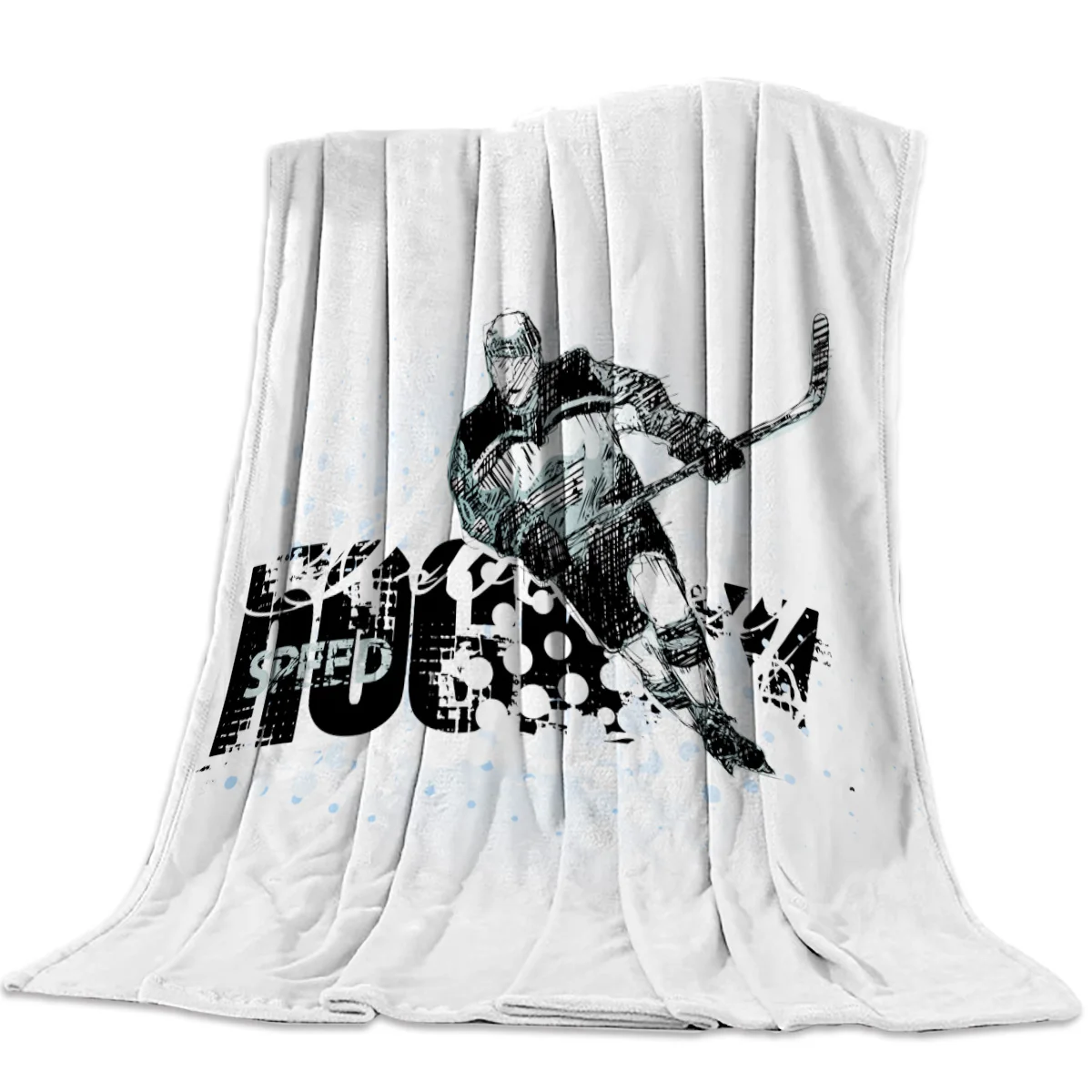 

Ice Hockey Player Ice Speed Flannel Blanket for Bed Sofa Portable Soft Fleece Throw Funny Plush Bedspreads