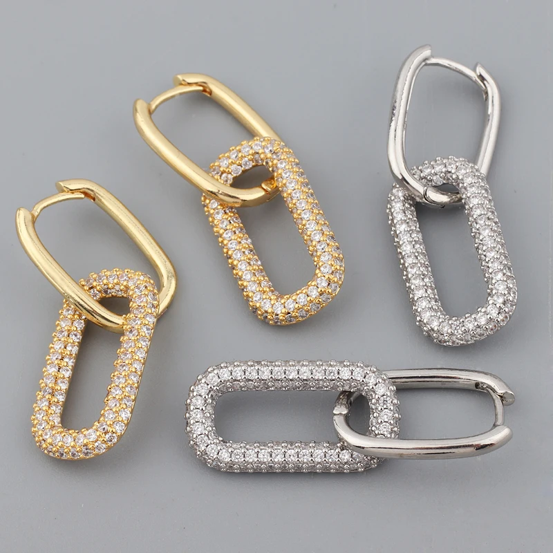 

NEW Fashion Cubic Zirconia CZ Hoop earings Summer 18K Gold Plated Copper Women Oval Hoop Earrings Jewelry Wholesale Drop Shippin