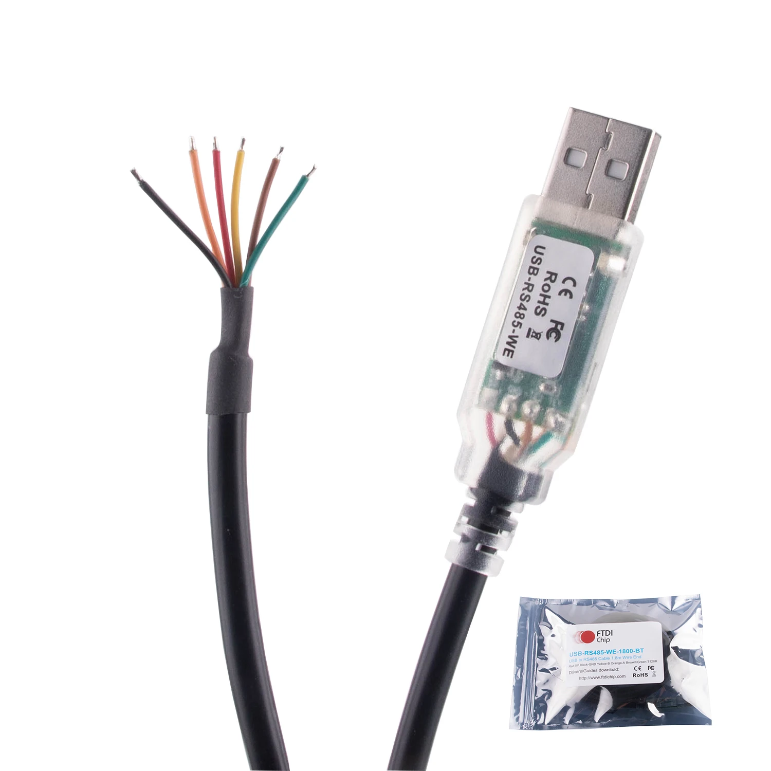 Кабель-переходник с USB на RS485 последовательным портом 6pin провод концевой FTDI чип