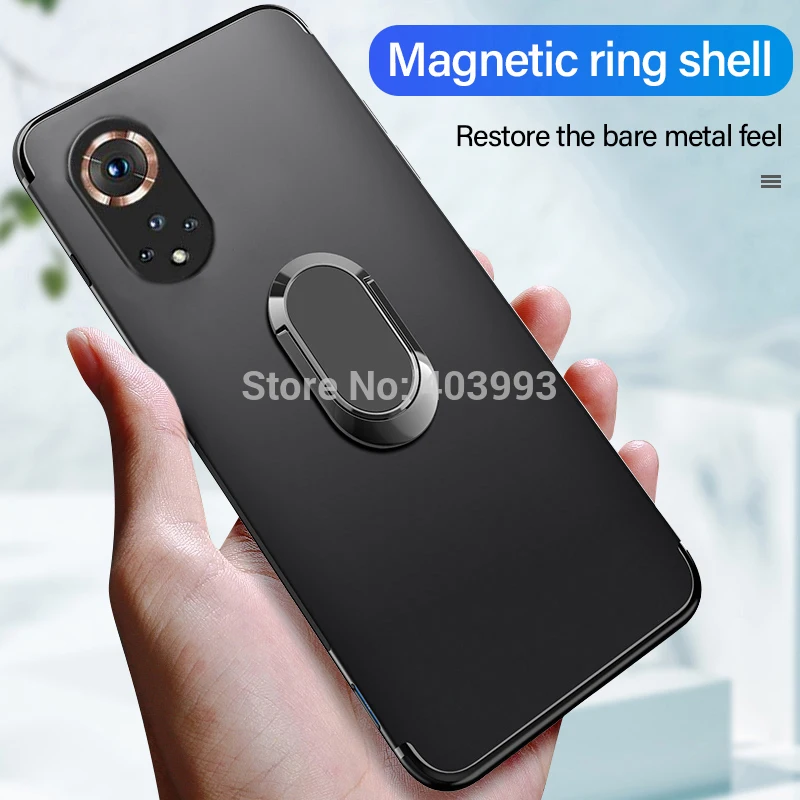 

Case for Huawei Honor 50 Case Metal Ring Holder Magnetic Silicone Phone Case On for Honor 50 Honor50 Pro SE