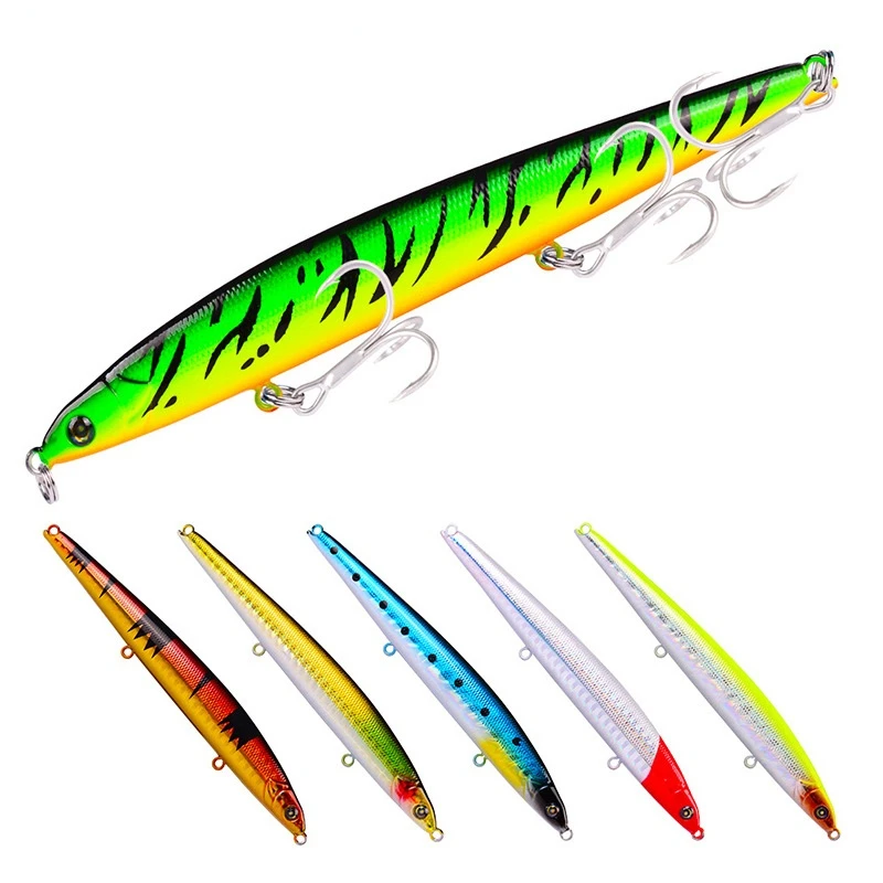 

12.8cm 21.5g Sea Fishing Pencil VIB Bait Plastic Artificial HardBait Bass Wobblers Saltwater Fishing Tackle with 6# BKB Hooks