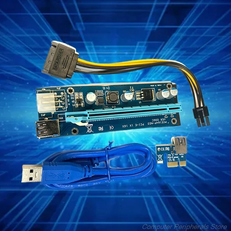 

VER009S PCI-E Riser Card PCIE 1X to 16X Extender USB 3.0 Cable 4 Pin Power Cable A10 21 Dropshipping