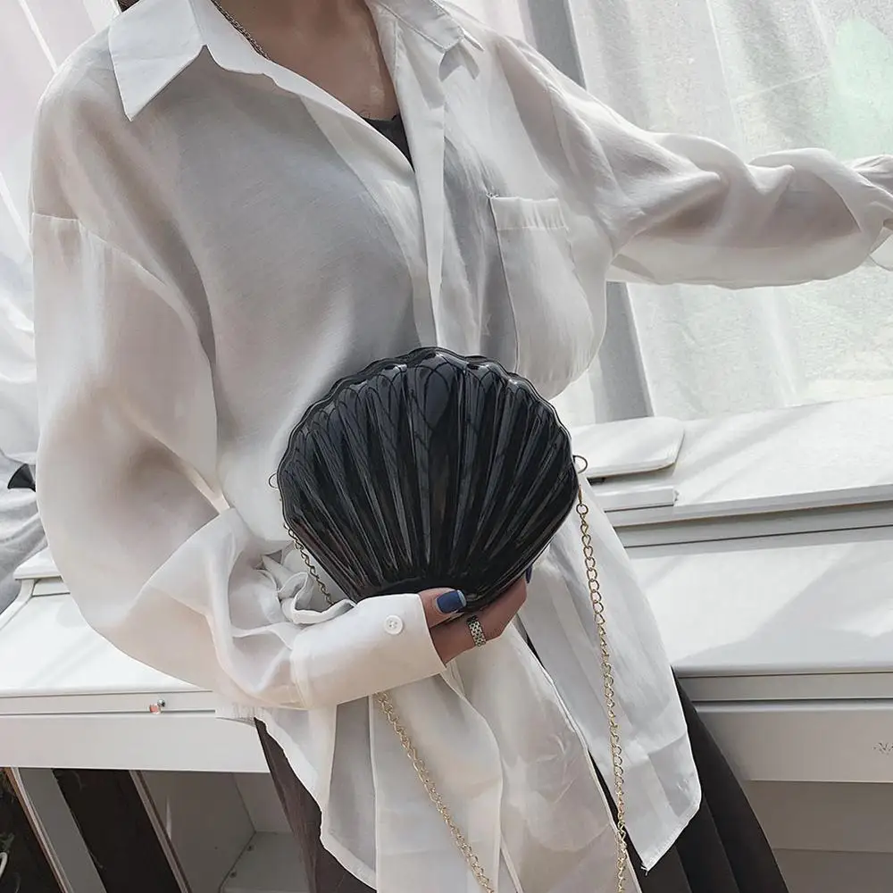 

Sequin Shell Shape Crossbody Bags for Women 2019 Small Casual Shoulder Messenger Bags Fashion Chain PU Girls Satchel Bags