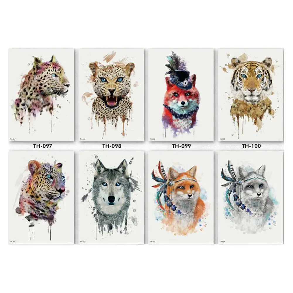 

Хит! Временная тату-тигром с животными волком руку сумки на плечо для боди-арта, инструменты для макияжа, Водонепроницаемый временные фальш...