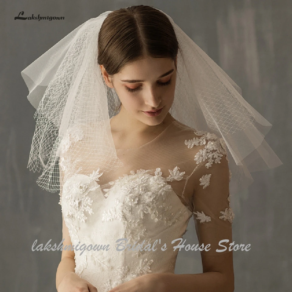 Lakshmigown Готическая короткая вуаль из тюля белая свадебная вуаль 4 слоя Черные Свадебные аксессуары