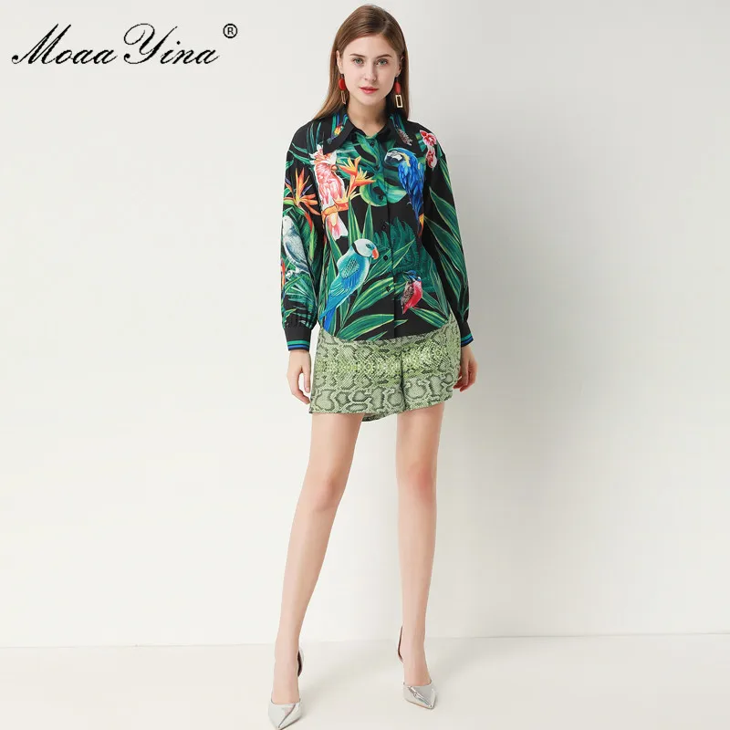 Женский Дизайнерский Костюм MoaaYina комплект из двух предметов рубашка с длинным