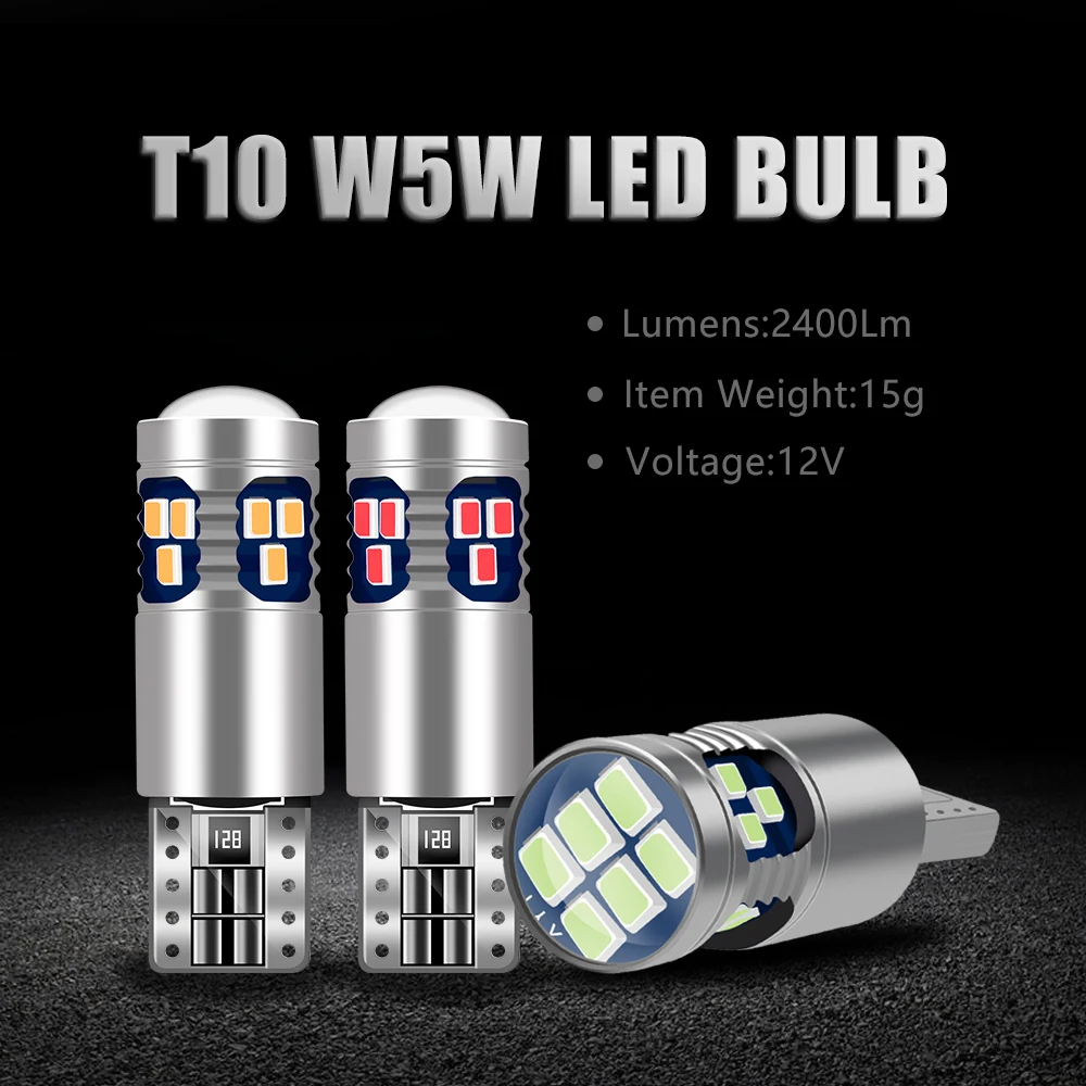 

2x T10 LED W5W Canbus 12V Car Clearance Parking Position Lights Error Free Interior Car Lighting Bulbs Auto Wedge Clearance Lamp