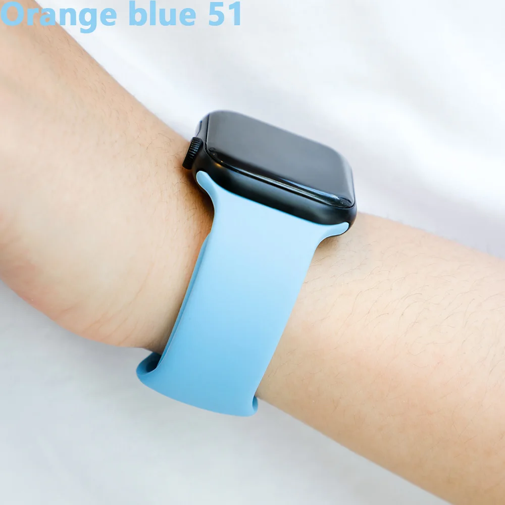 Ремешок для apple watch, ремешок для apple watch 5, 4, 3, iwatch, ремешок 42 мм, 44 мм, 38 мм, 40 мм, браслет Correa, силиконовый ремешок для часов, ремень, аксессуары - Цвет ремешка: Orange blue 51