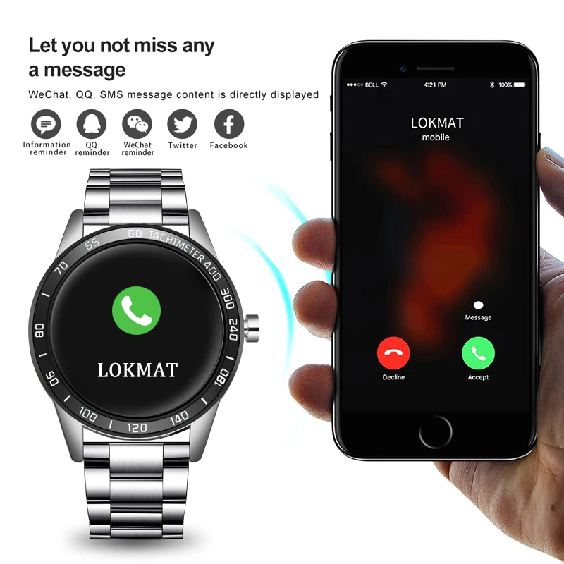 Смарт-часы для мужчин с металлическим ремешком Bluetooth умные часы поддержкой