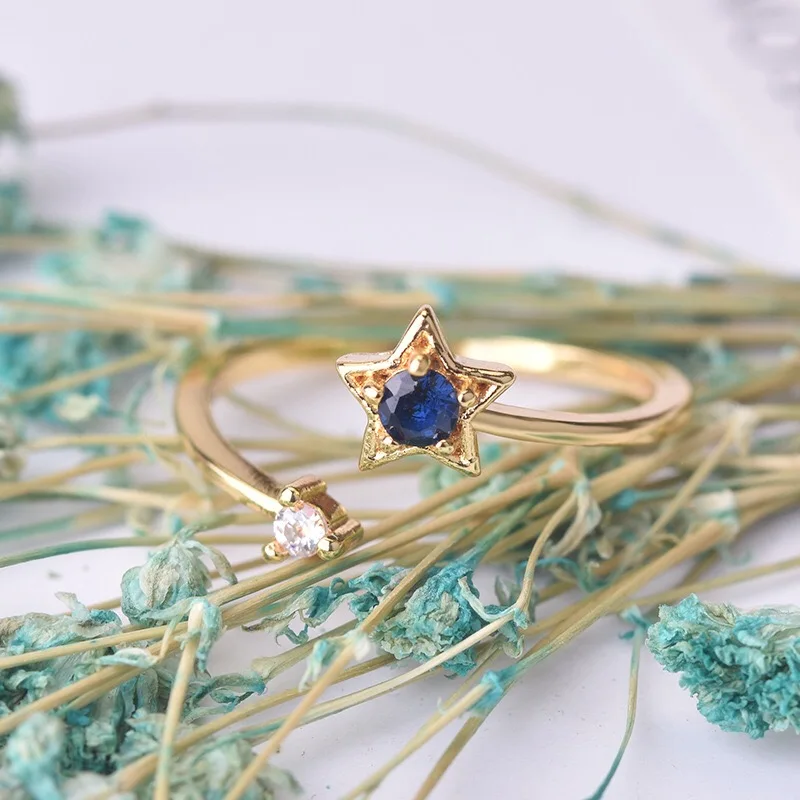 High Quality Cute Small Cubic Zircon Star Ring for Women Adjustable Rose Gold Color Jewelry | Украшения и аксессуары