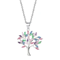 2021 new trend s925 sterling silver multicolor tree of life necklace pendant unisex jewelry wholesale