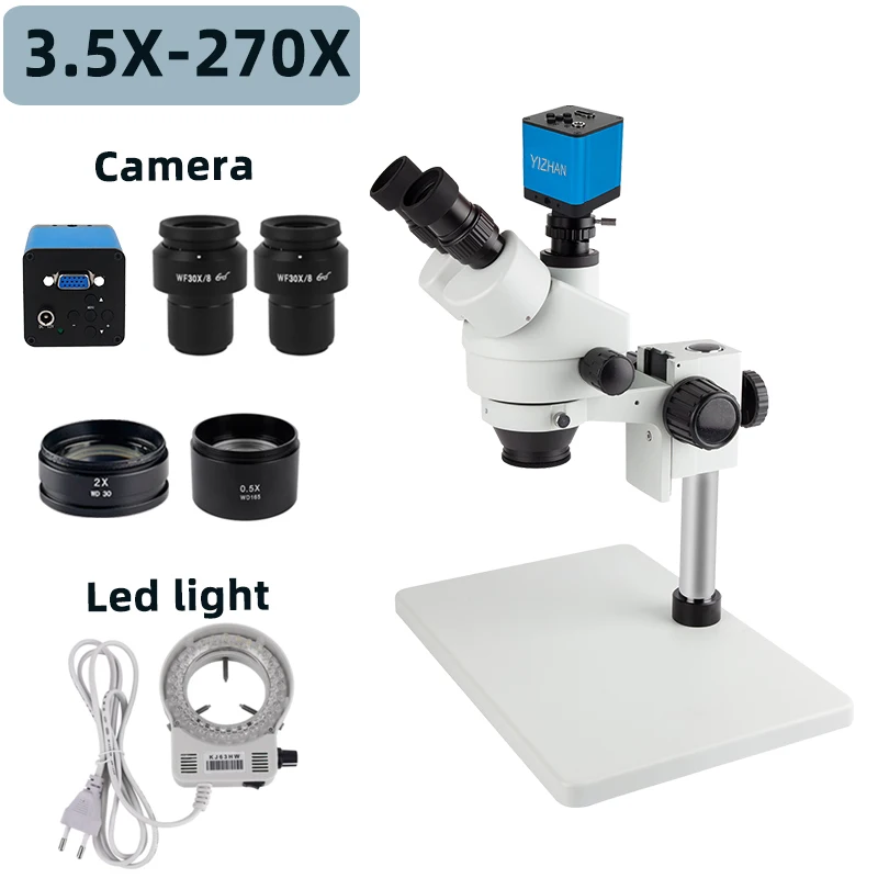 

Trinocular Stereo Microscope For Soldering VGA Lndustrial Camera Simul Focal 3.5X-180X 270X 90X Microscope Mobile Phone Repair