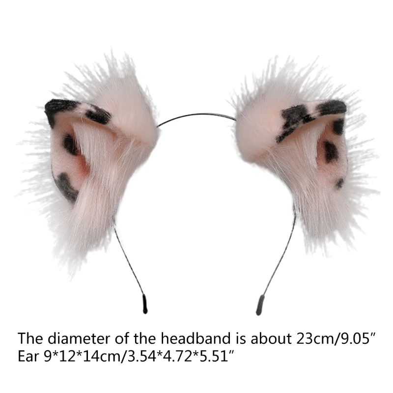 

2021 New Handmade Fluffy Leopard Cat Ears Headband Realistic Faux Fur Animal Cosplay Hair Hoop Anime Lolita Kawaii Accessories