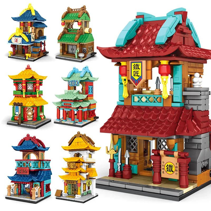 

Sembo block 601033-36 Mini City Street Store Building Bricks Chinatown Series Educational Bricks Kid Toy